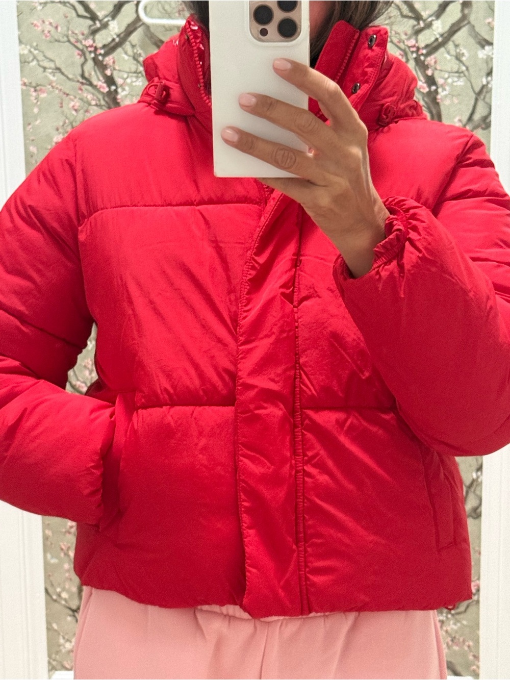 a new day Bright Red Puffer Jacket with Hood